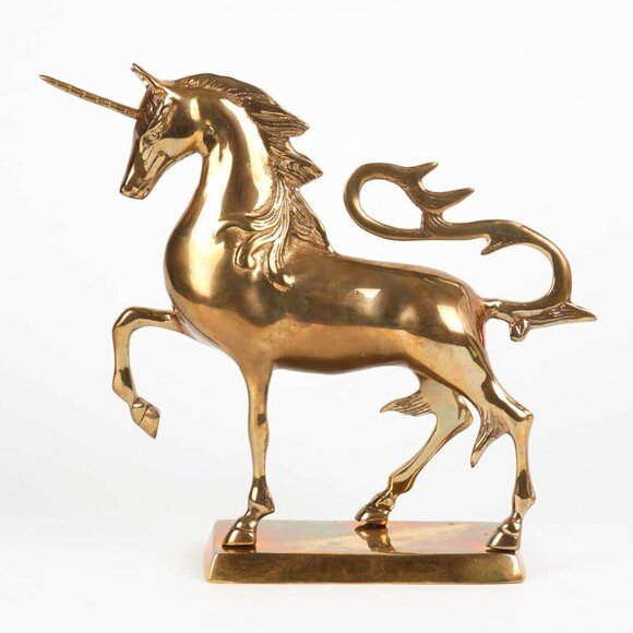 Vintage Other - Vintage 1960s/1970s Brass Unicorn on Stand - MCM, Retro Home Decor